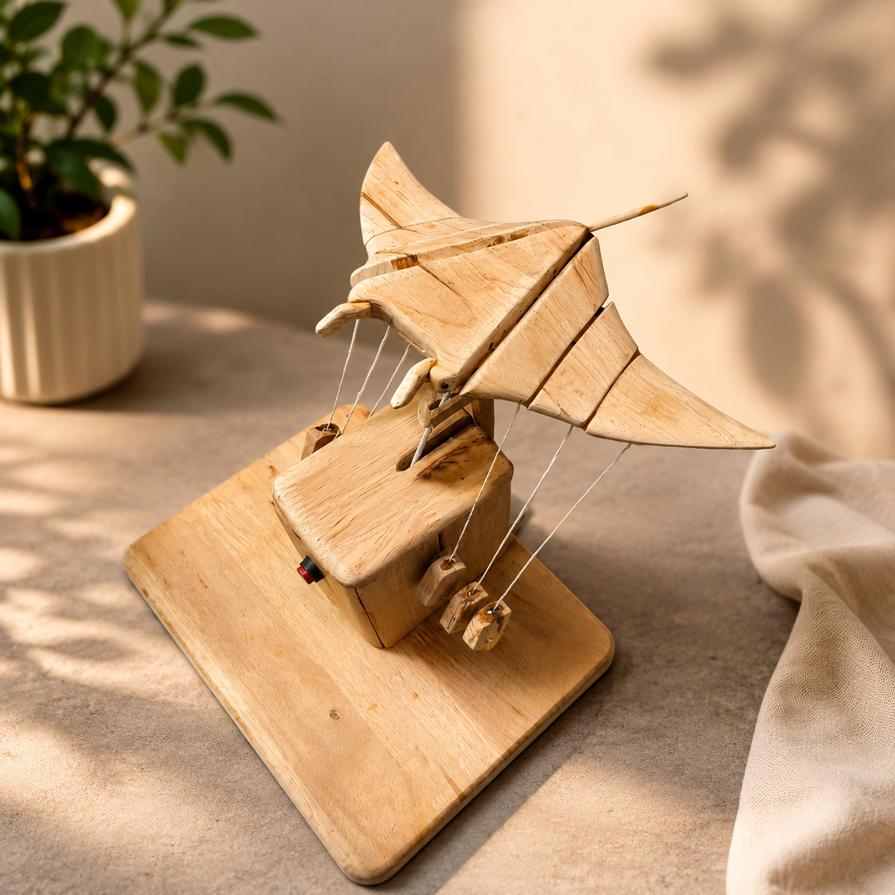 AvenWing Wooden Manta Ray Detail View